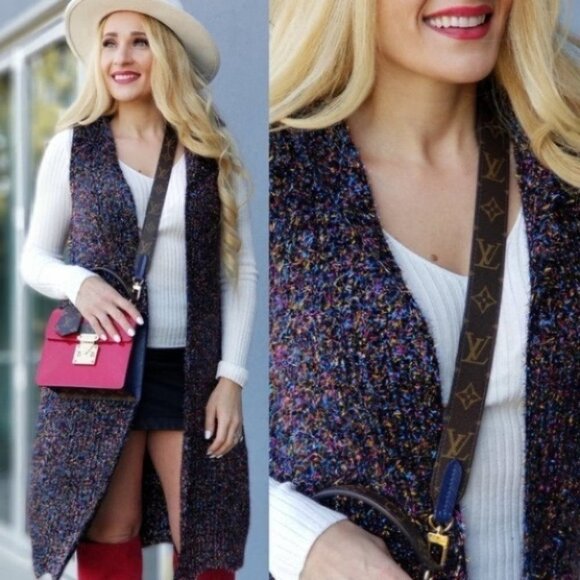 TINSEL TOWN Sparkly Sweater Hooded Vest - Picture 2 of 3